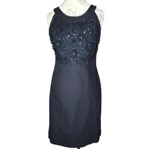 Anthropologie Postmark Dress Womens 8 Oleander Floral 3D Linen Cocktail Wedding